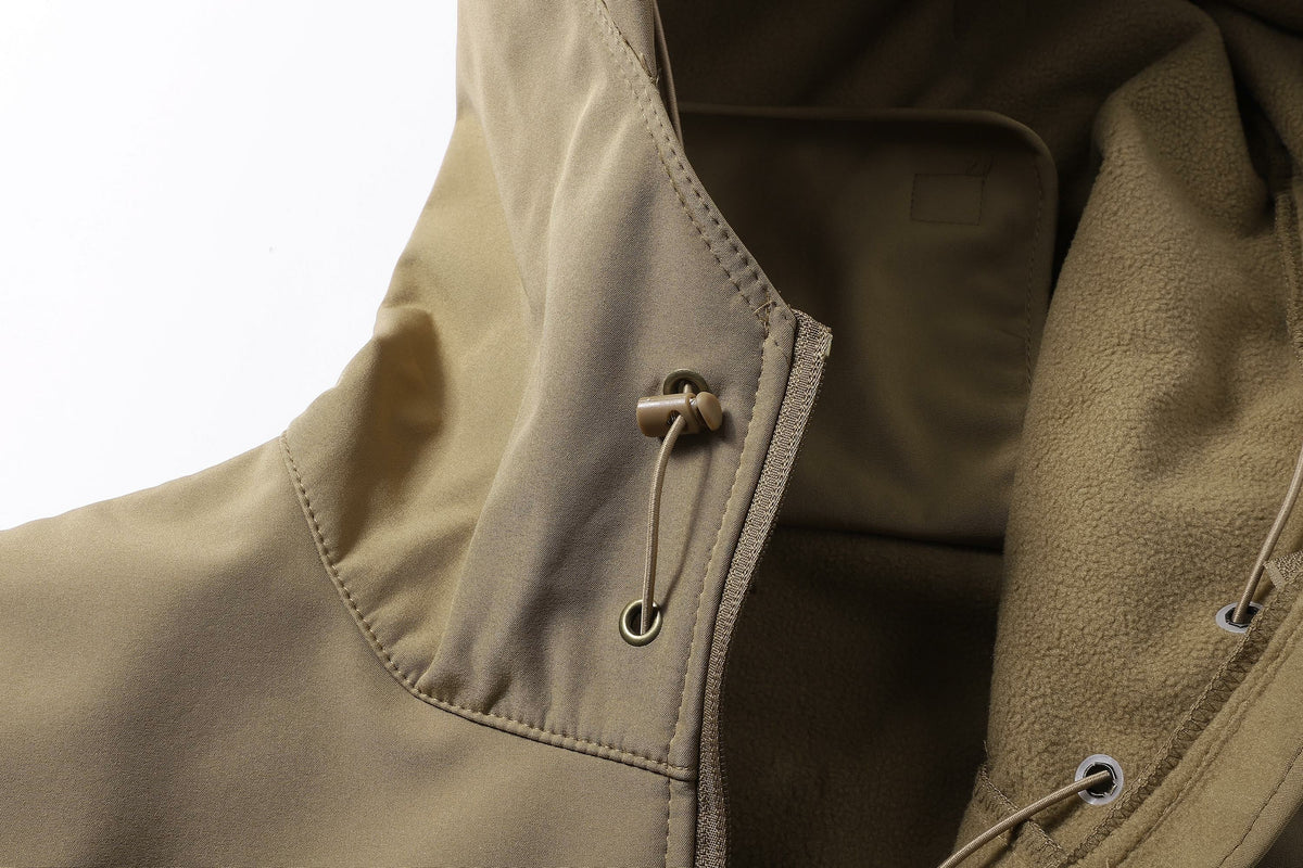 Men's Fitted Woven Hooded Jacket – Water-Resistant Outdoor Coat with Multi Zipper Pockets