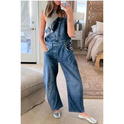 Women's Wide-Leg Denim Overall Vintage Barrel Jumpsuit