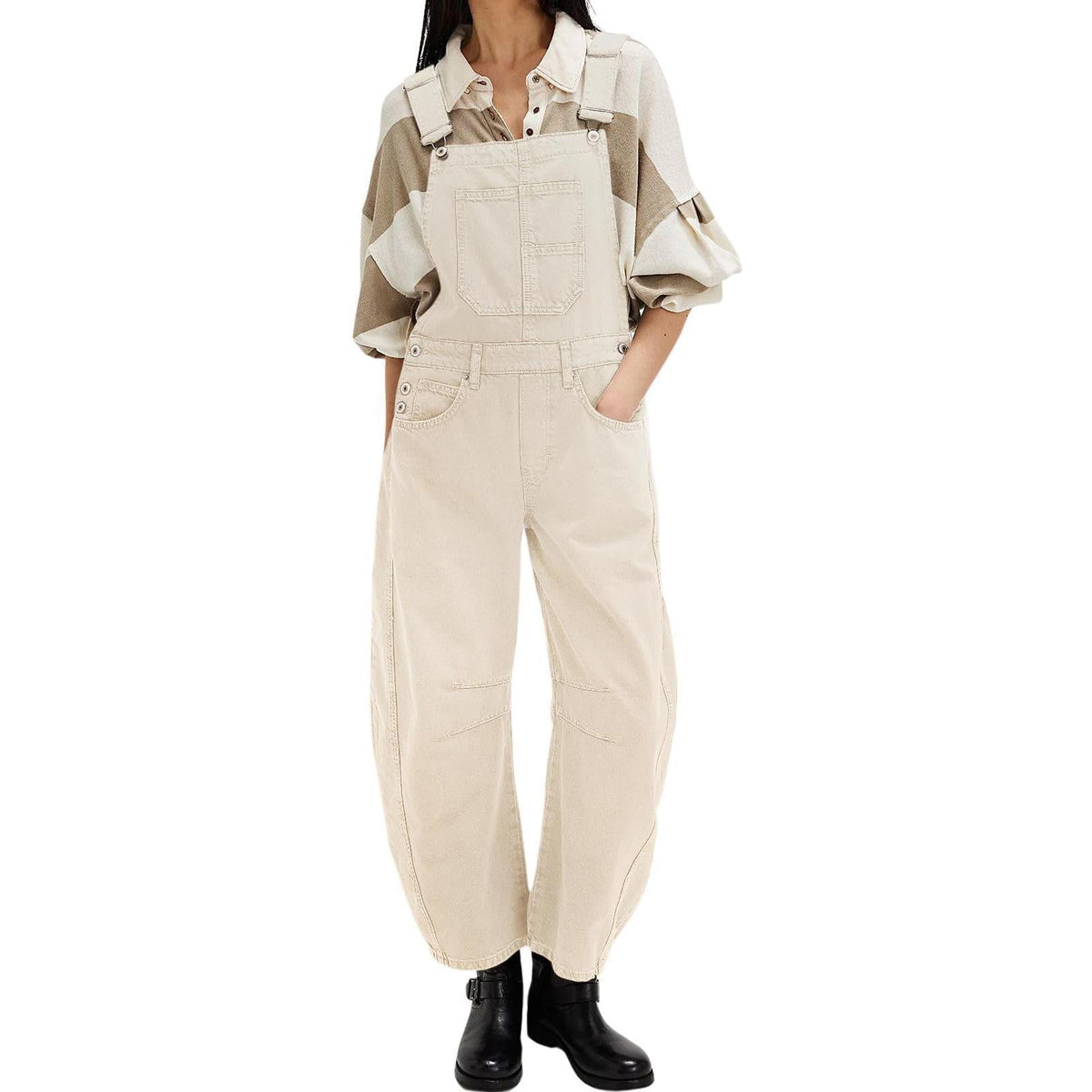 Women's Wide-Leg Denim Overall Vintage Barrel Jumpsuit